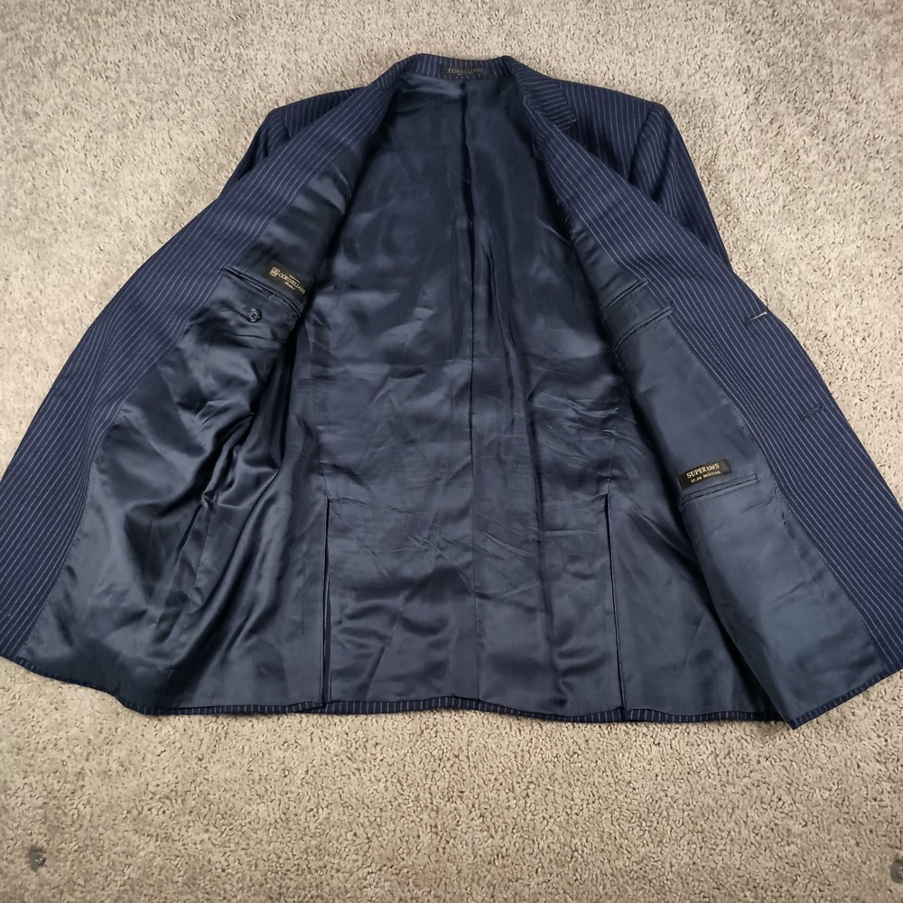 CORNELIANI Mantua Suit Super 130's 42R 36W Virgin Wool Navy Blue Pinstripe - Picture 3 of 16
